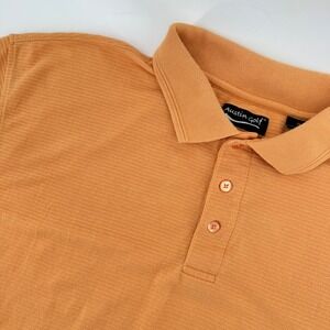 Austin Golf‎ Mens XL Orange Textured Cool Skin Moisture Wicking Polo Short Slv